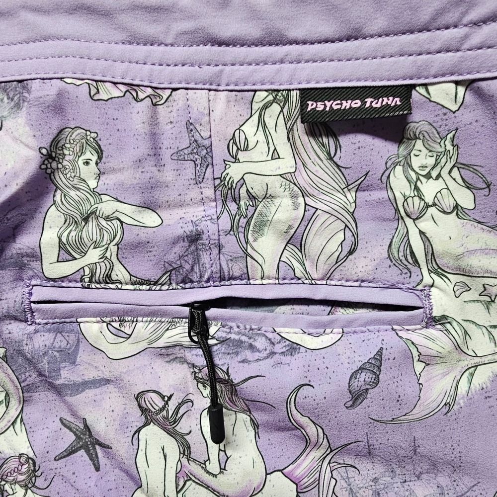Psycho Tuna Sirens Mermaid Boardshorts Purple Rose Men's 31 PTYB0178 New - Picture 11 of 12